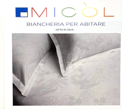 Milano Home Collection Wonderful Double Duvet Cover Set in Pure Cotton Satin Jacquard 800TC Art. Banyan Color White