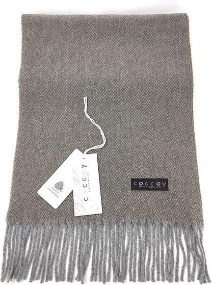 Coccoy Sciarpa Uomo in Pura Lana (45% Cashmere, 55% Lana Merino) con frange gr. 225 mq cm. 30x190 art. Gaston
