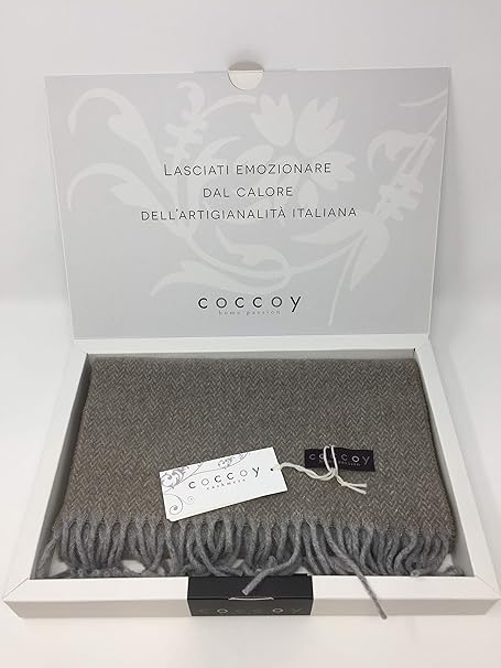 Coccoy Sciarpa Uomo in Pura Lana (45% Cashmere, 55% Lana Merino) con frange gr. 225 mq cm. 30x190 art. Gaston