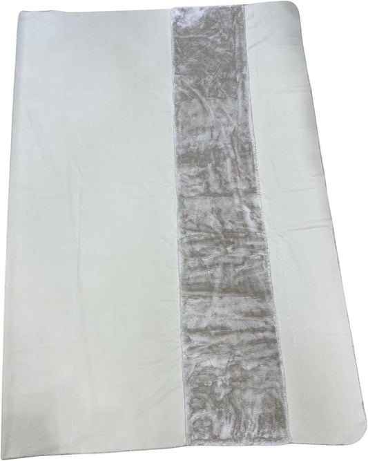 Maryplaid Double blanket in solid color in microfleece with vertical band of ecological fur art. 6M69078 cm. 250x210