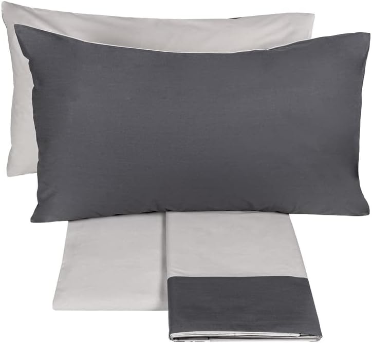 Draps de lit double complets Fazzini de couleur unie en pur coton percale 200TC art. Dialogue