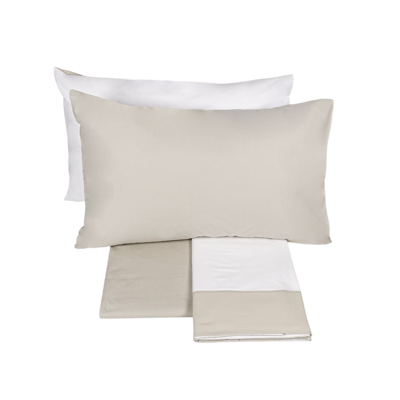 Fazzini complete double bed sheets solid color in Pure Cotton Percale 200TC art. Dialogo