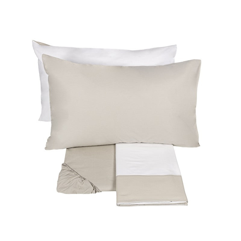Fazzini complete double bed sheets solid color in Pure Cotton Percale 200TC art. Dialogo