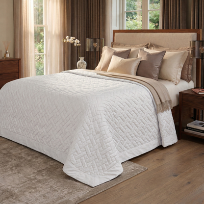 Sgarlata Home Trapuntino Quilt Matrimoniale Balzato 100% Raso di Puro Cotone 300TC Art. Helen