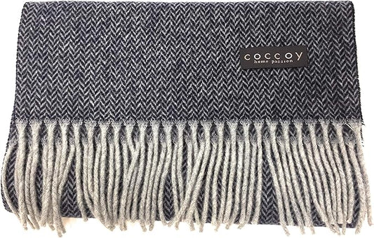 Coccoy Sciarpa Uomo in Pura Lana (45% Cashmere, 55% Lana Merino) con frange gr. 225 mq cm. 30x190 art. Gaston