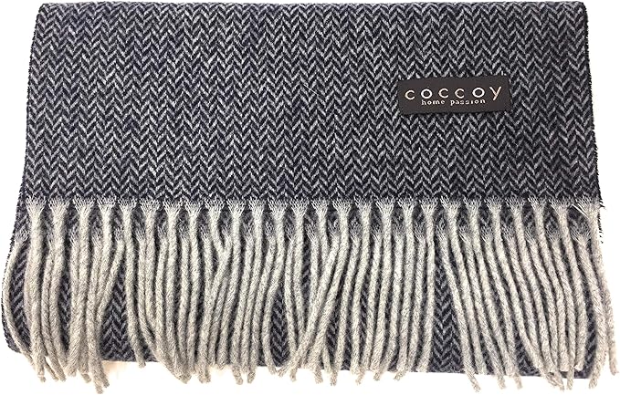 Coccoy Sciarpa Uomo in Pura Lana (45% Cashmere, 55% Lana Merino) con frange gr. 225 mq cm. 30x190 art. Gaston