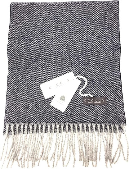 Coccoy Sciarpa Uomo in Pura Lana (45% Cashmere, 55% Lana Merino) con frange gr. 225 mq cm. 30x190 art. Gaston