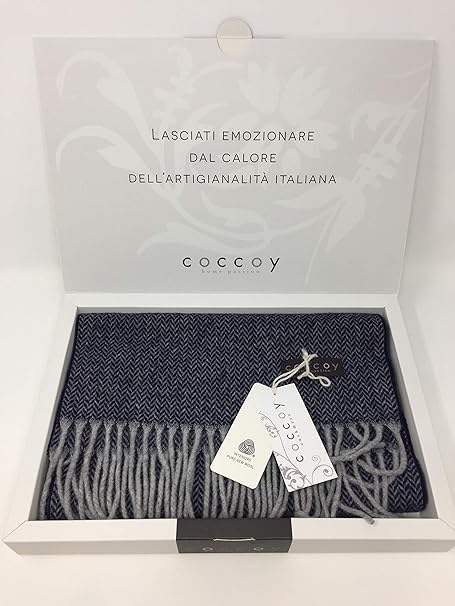 Coccoy Sciarpa Uomo in Pura Lana (45% Cashmere, 55% Lana Merino) con frange gr. 225 mq cm. 30x190 art. Gaston