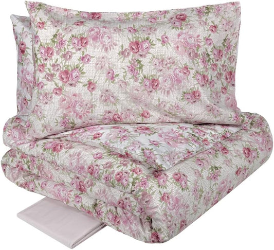 Housse de couette double complète Fazzini en percale de pur coton art. Papier botanique