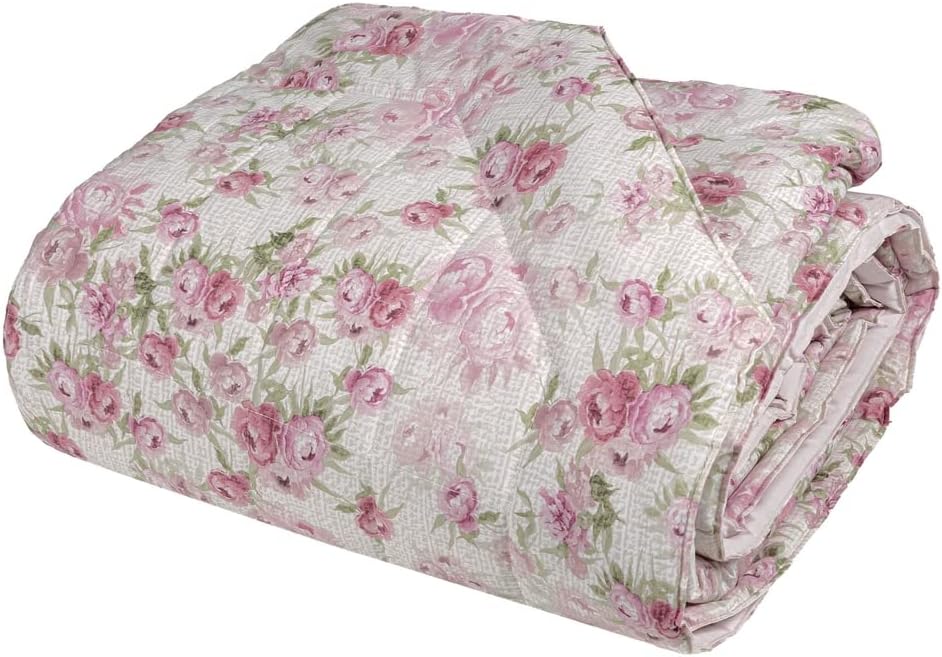 Fazzini copriletto quilt peso primaverile per letto singolo in Puro Percalle di Cotone art. Botanical Paper