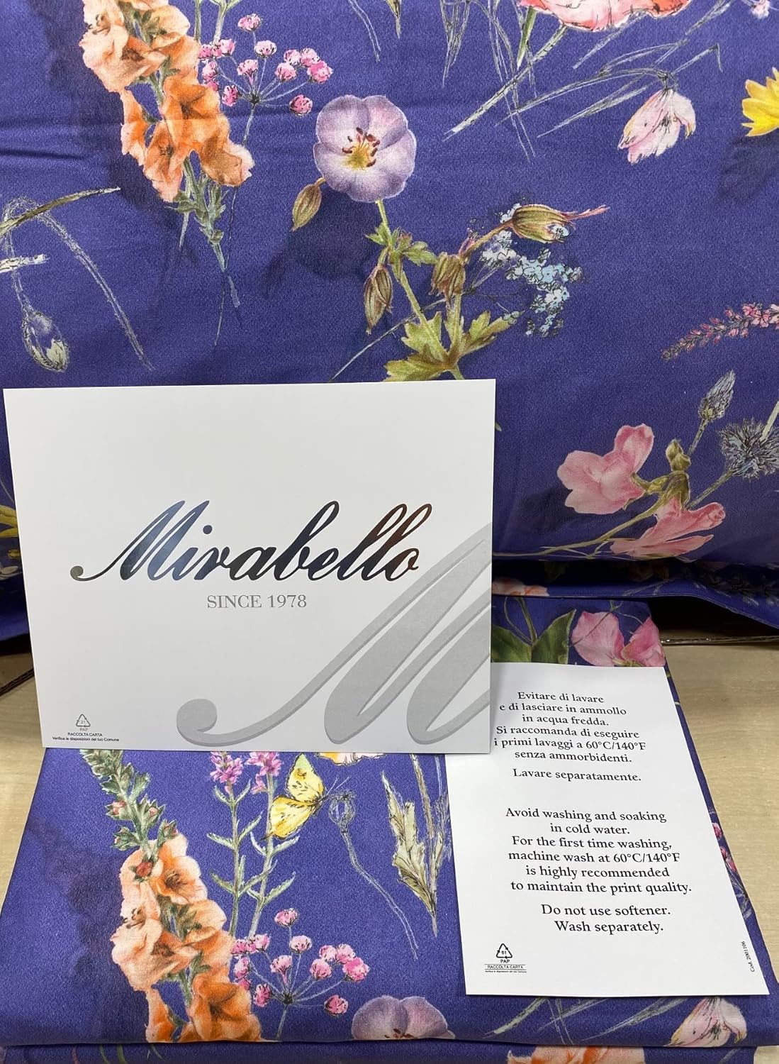 Mirabello double duvet cover set (without bottom sheet) in pure Louisiana cotton percale art. Campagna in Fiore