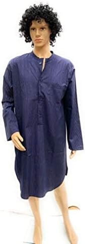 SGARLATA HOME Men's Nightshirt in Pure Mercerized and Yarn-Dyed Mako Cotton Spring Weight Art. Mauro