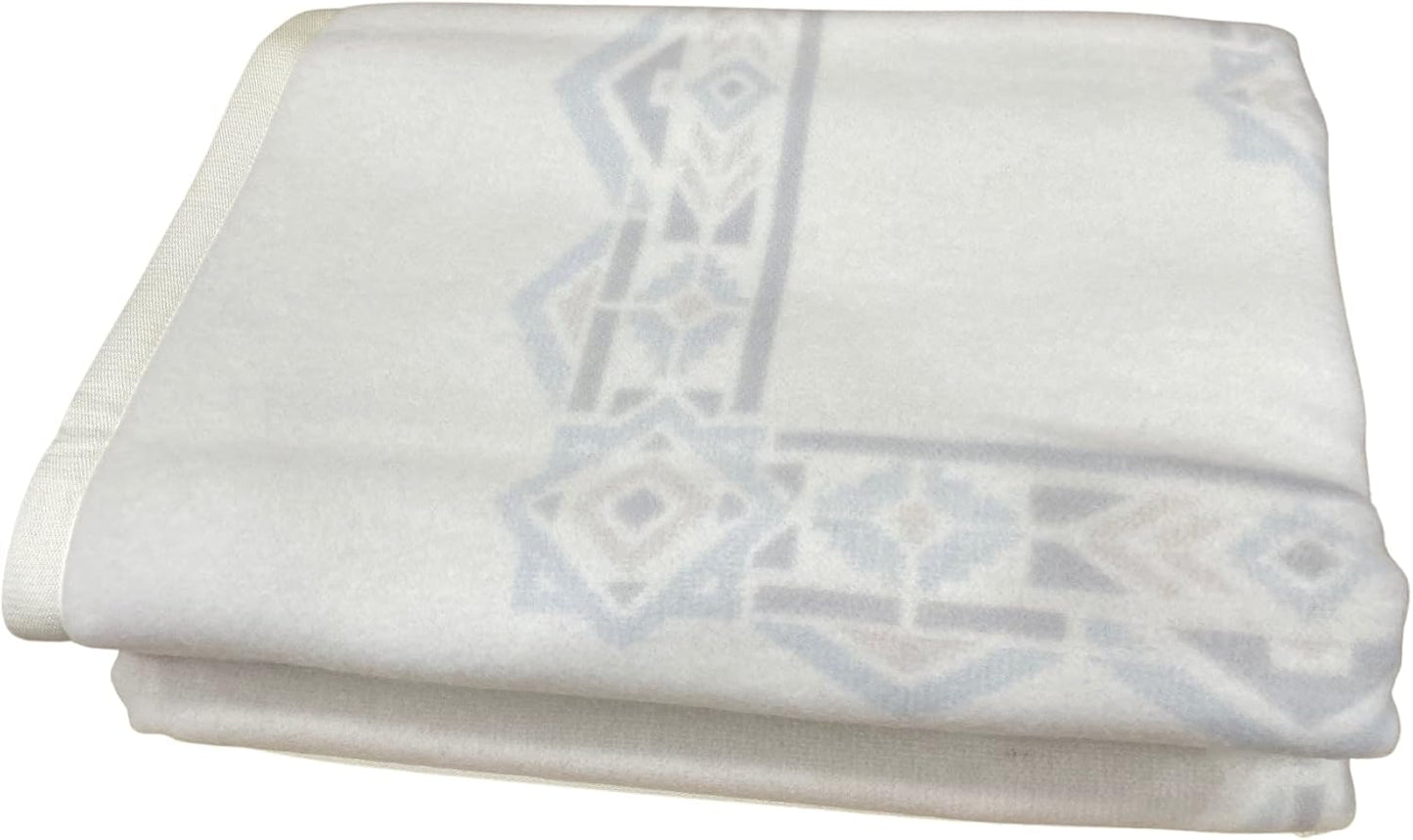 COCCOY Couverture double en pure laine vierge 100 % laine d'agneau mérinos australienne avec traitement jacquard, poids hiver 450 g/m² Caractère.