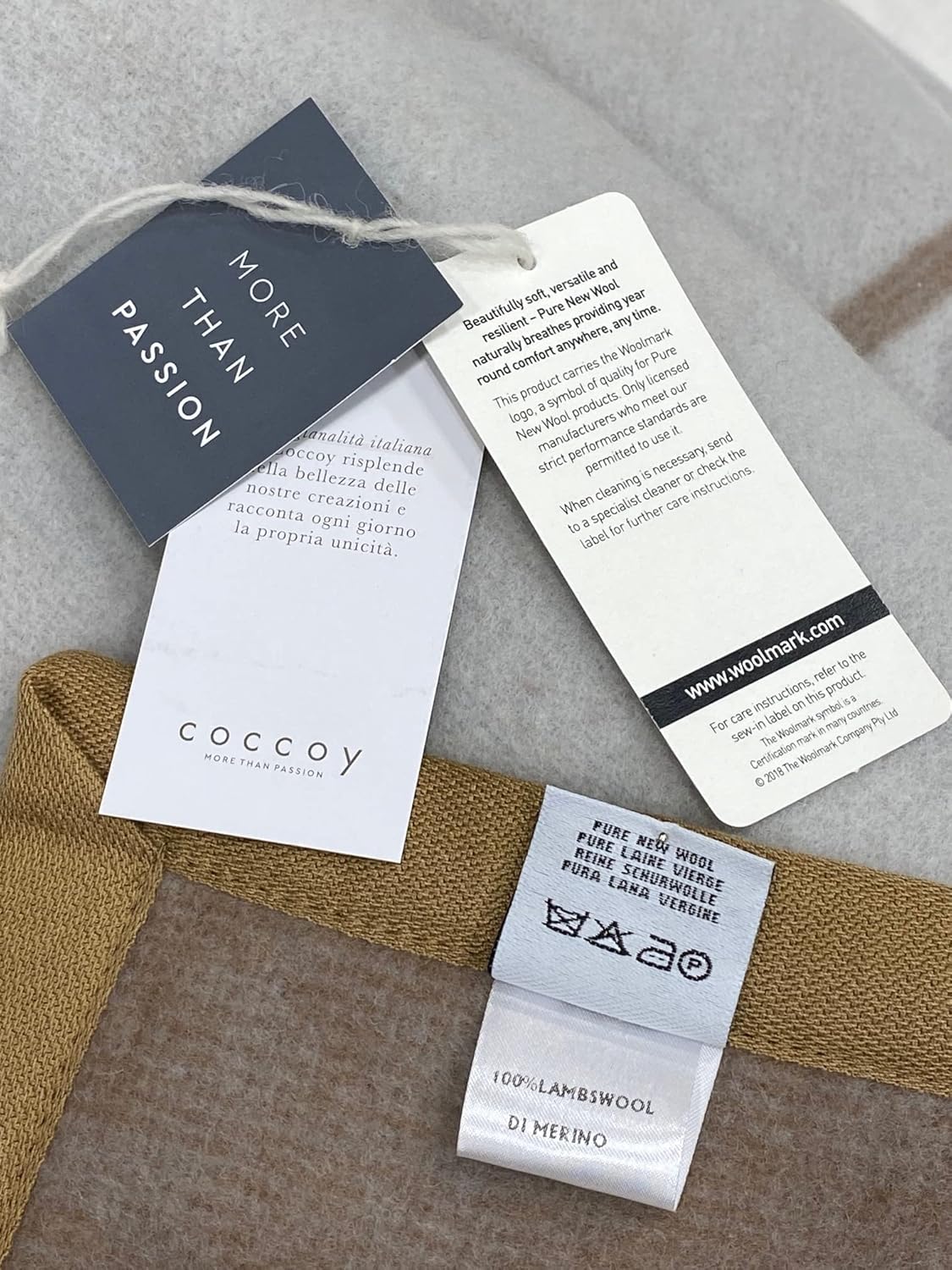 COCCOY Couverture double en pure laine vierge 100 % laine d'agneau mérinos australienne avec traitement jacquard, poids hiver 450 g/m² Caractère.