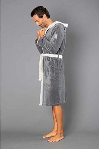 Navy Elegant hooded bathrobe for men sponge velour art. Corfu 6M97404MM