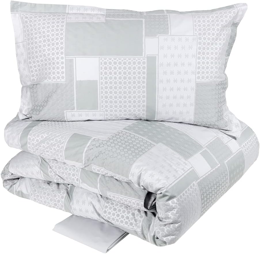 Fazzini complete duvet cover in Pure Cotton Satin Flock effect art. Cristalli