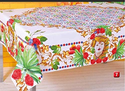 Annamaria srl ​​Tablecloth Without Napkins in Pure Cotton Panama with Precious Digital Print Art. Dama Siciliana