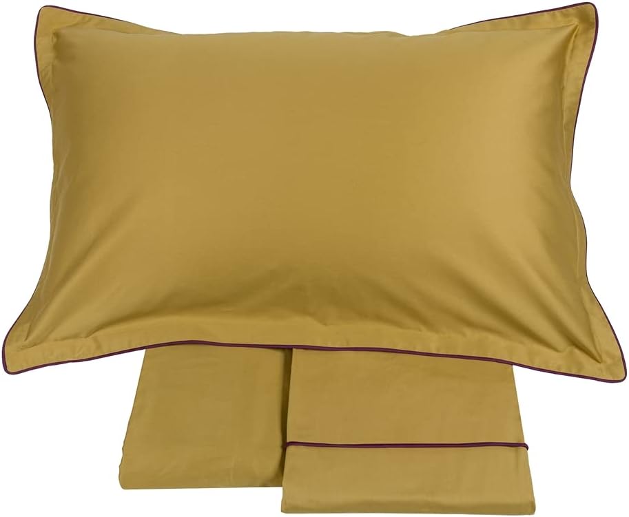 Fazzini complete double bed sheets in pure cotton satin 300TC with contrasting edge art. Deal