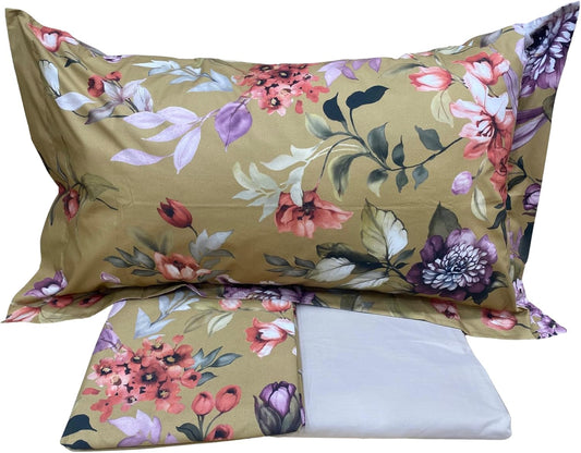 Mirabello Complete Double Bed Sheets in Fine Louisiana Cotton Percale, Bedspread Effect with Double Ruffle Art. Dhalia