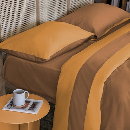 Fazzini complete double bed sheets solid color in Pure Cotton Percale 200TC art. Dialogo