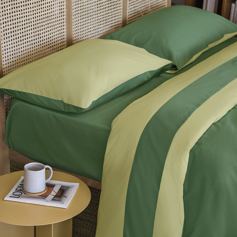 Fazzini complete double bed sheets solid color in Pure Cotton Percale 200TC art. Dialogo