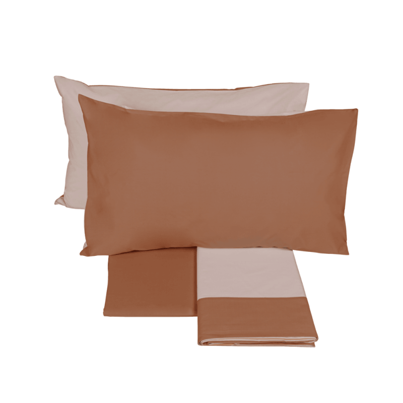 Fazzini complete double bed sheets solid color in Pure Cotton Percale 200TC art. Dialogo