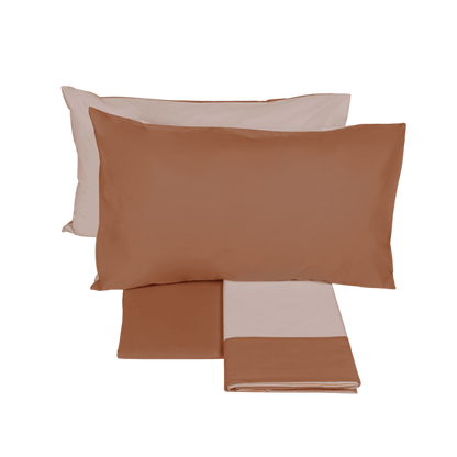 Fazzini complete double bed sheets solid color in Pure Cotton Percale 200TC art. Dialogo