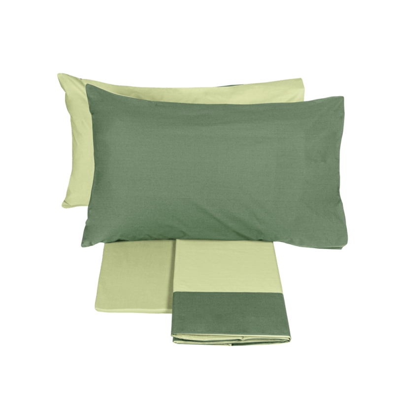 Fazzini complete double bed sheets solid color in Pure Cotton Percale 200TC art. Dialogo