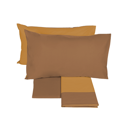 Fazzini complete double bed sheets solid color in Pure Cotton Percale 200TC art. Dialogo