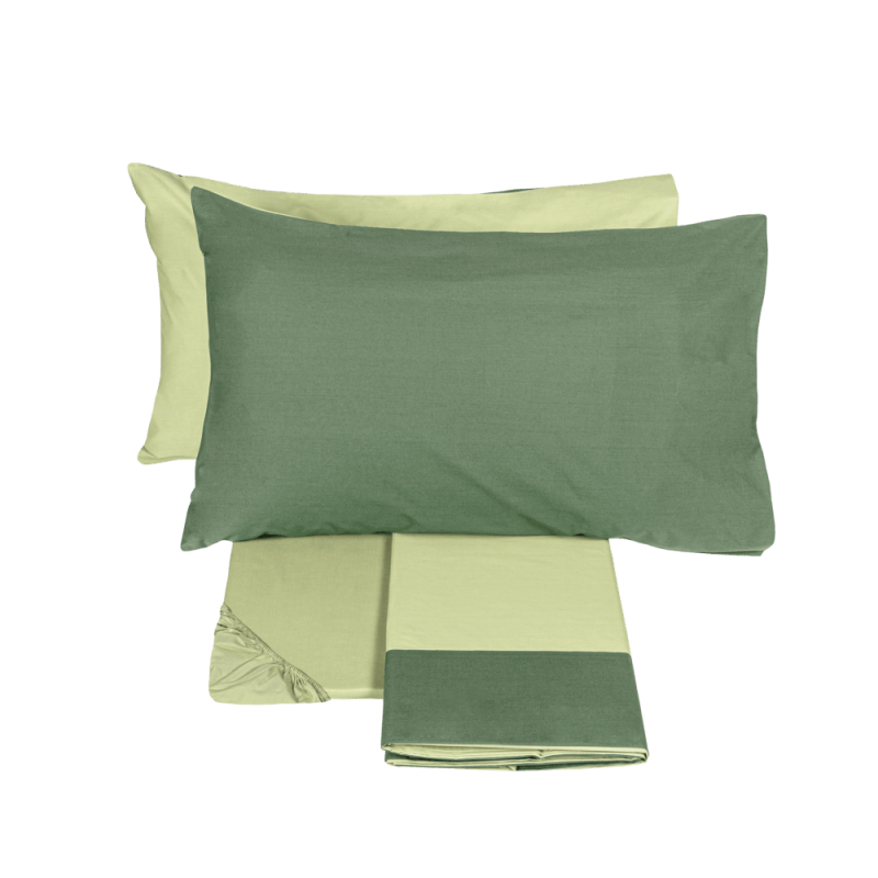 Fazzini complete double bed sheets solid color in Pure Cotton Percale 200TC art. Dialogo
