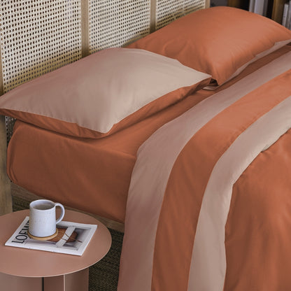 Fazzini complete double bed sheets solid color in Pure Cotton Percale 200TC art. Dialogo