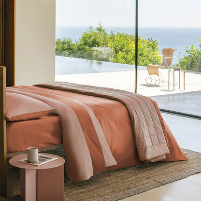Fazzini complete double bed sheets solid color in Pure Cotton Percale 200TC art. Dialogo