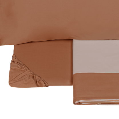 Fazzini complete double bed sheets solid color in Pure Cotton Percale 200TC art. Dialogo