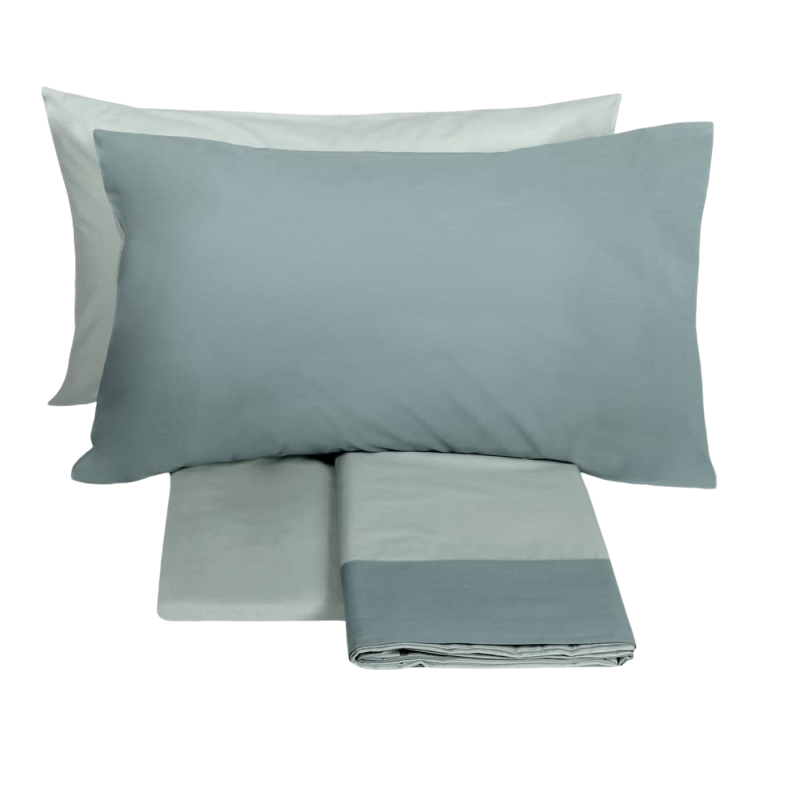 Fazzini complete double bed sheets solid color in Pure Cotton Percale 200TC art. Dialogo