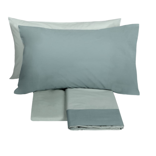 Fazzini complete double bed sheets solid color in Pure Cotton Percale 200TC art. Dialogo