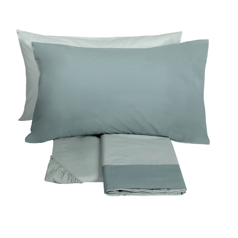 Fazzini complete double bed sheets solid color in Pure Cotton Percale 200TC art. Dialogo