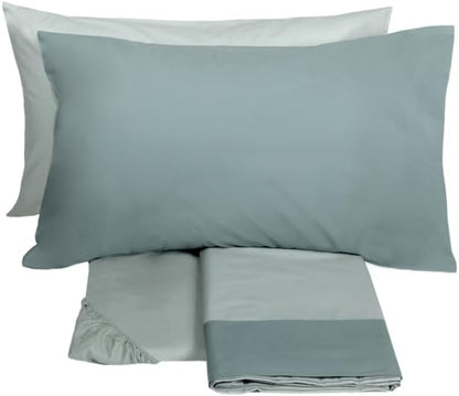 Draps de lit double complets Fazzini de couleur unie en pur coton percale 200TC art. Dialogue