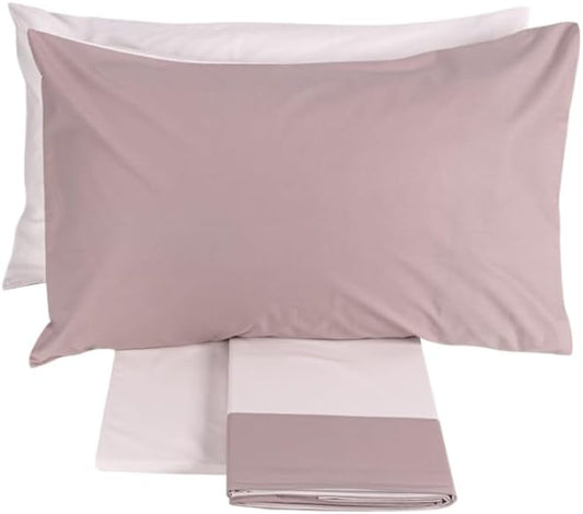 Draps de lit double complets Fazzini de couleur unie en pur coton percale 200TC art. Dialogue