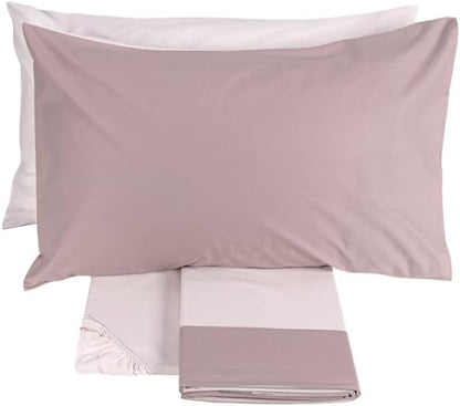 Draps de lit double complets Fazzini de couleur unie en pur coton percale 200TC art. Dialogue