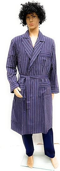 SGARLATA HOME Men's Dressing Gown in Pure Mercerized and Yarn-Dyed Mako Cotton Spring Weight Art. Diego