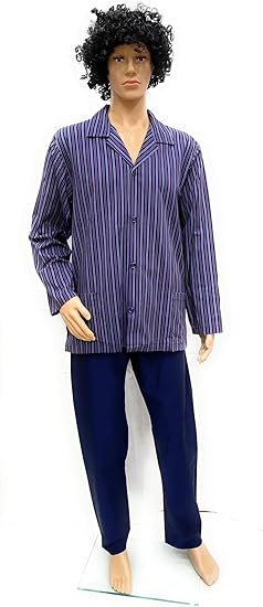 SGARLATA HOME Men's Two-Piece Buttoned Pajamas MOD. Cardigan in Pure Mercerized and Yarn-Dyed Mako Cotton Spring Weight Art. Diego