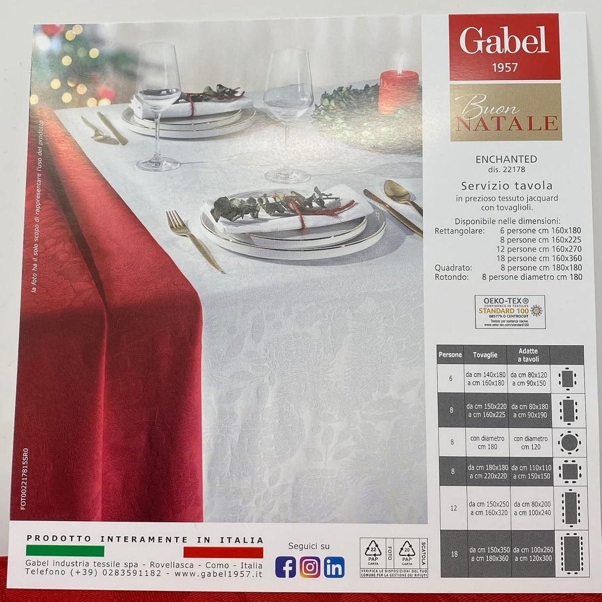 Gabel Servizio da Tavola linea Buon Natale art. Enchanted in prezioso tessuto jacquard di puro cotone