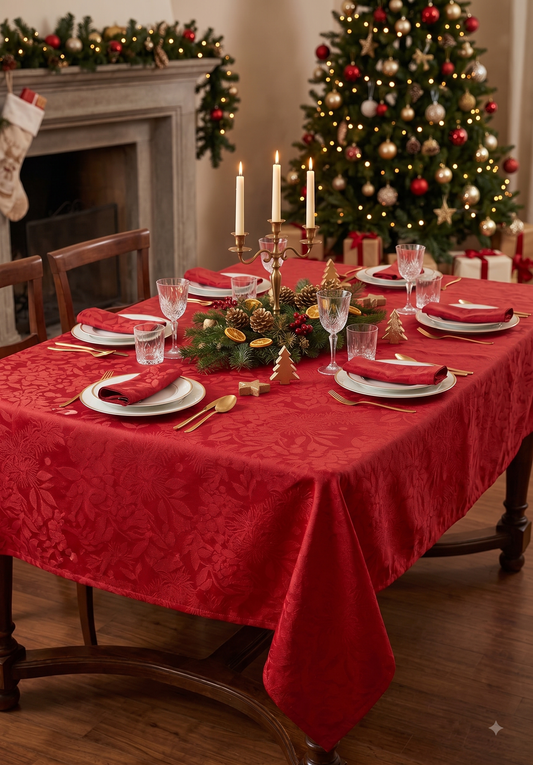 Gabel Servizio da Tavola linea Buon Natale art. Enchanted in prezioso tessuto jacquard di puro cotone