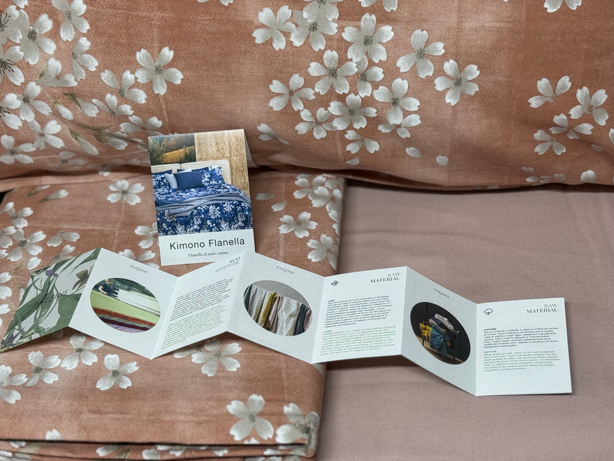 Fazzini Completo Lenzuola Matrimoniali in Flanella di Puro Cotone art. Kimono