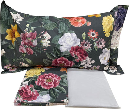 Mirabello Complete Double Bed Sheets in Fine Louisiana Cotton Percale, Bedspread Effect with Double Ruffle Art. Flamish