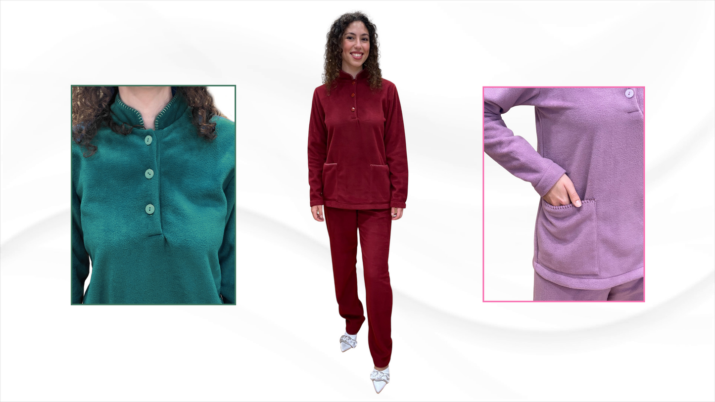 Pigiama da Donna Due Pezzi in Pile Anti-Pilling Art. Flavia