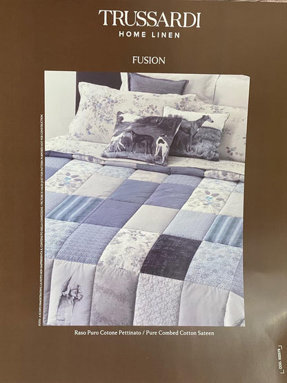 Trussardi Home Linen Completo Copripiumino Matrimoniale in finissimo Raso di Cotone 60 Fili al cm/q Effetto setificato Art. Fusion