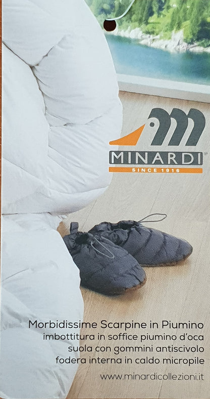 Minardi scarpina unisex in piume d'oca con plantare -  esterno in pile