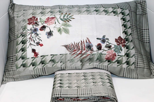 Parure de lit double Tessitura Randi 1931 (sans drap de dessous) Art. Giada en percale de pur coton 200 fils, impression numérique avec couleurs unies