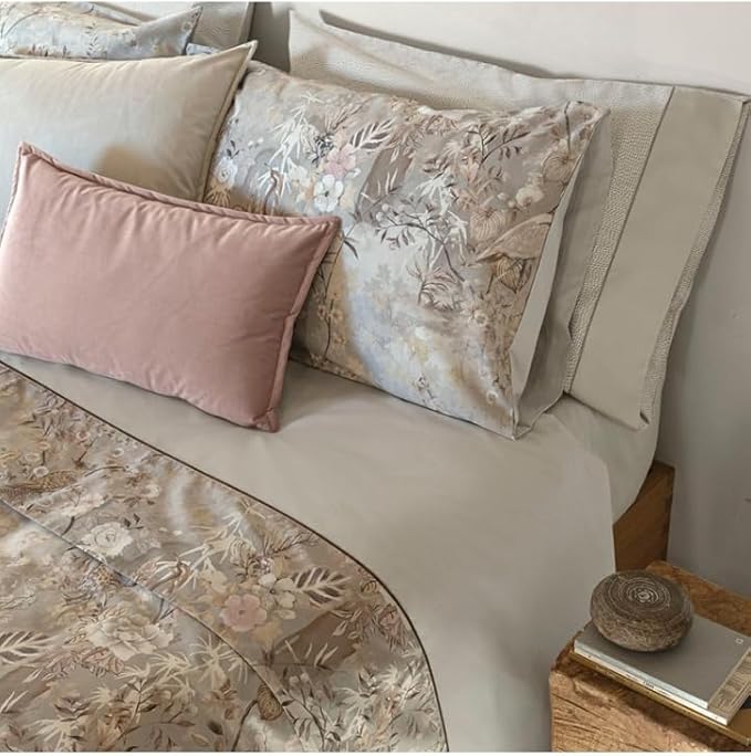 Fazzini double duvet cover set (without bottom sheet) in Pure Cotton Satin art. Giardini d'Oriente